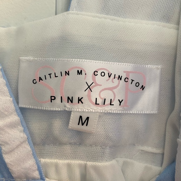 Caitlin M. Covincton x Pink Lily, Medium, Light blue and white striped dress - Picture 4 of 9